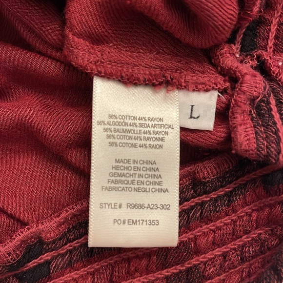 Anthropologie, large Merlot and black plaid blouse, long sleeved - Picture 7 of 7